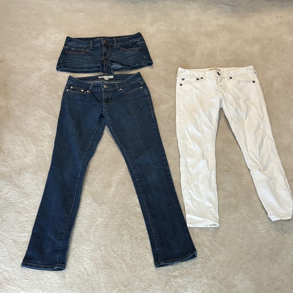Free people and forever 21 trio Classic Blue and White Women's Jeans